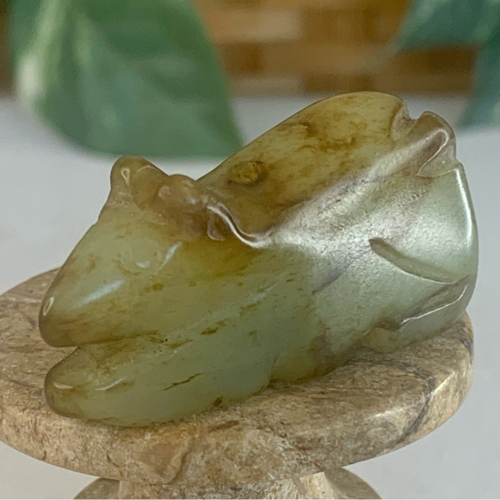 Vintage Chinese Zodiac Jade Rat Pendant Bead Hand Carved Miniature Animal 1.7" - Picture 3 of 14